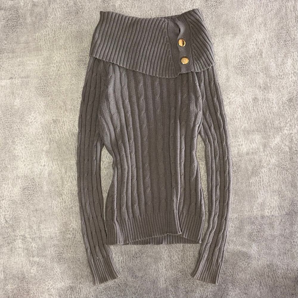 Y2k Suzie Rose Chunky Knit Off the Shoulder Sweater